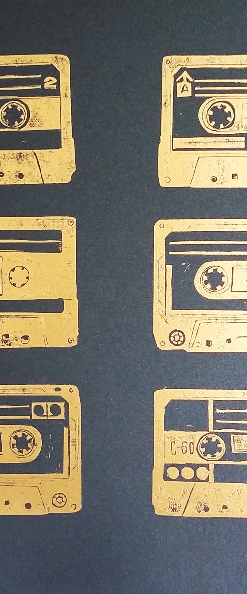 Rock and roll gold #2  (cassette tapes, retro music, 70's, 80's rock culture) by Carolynne Coulson