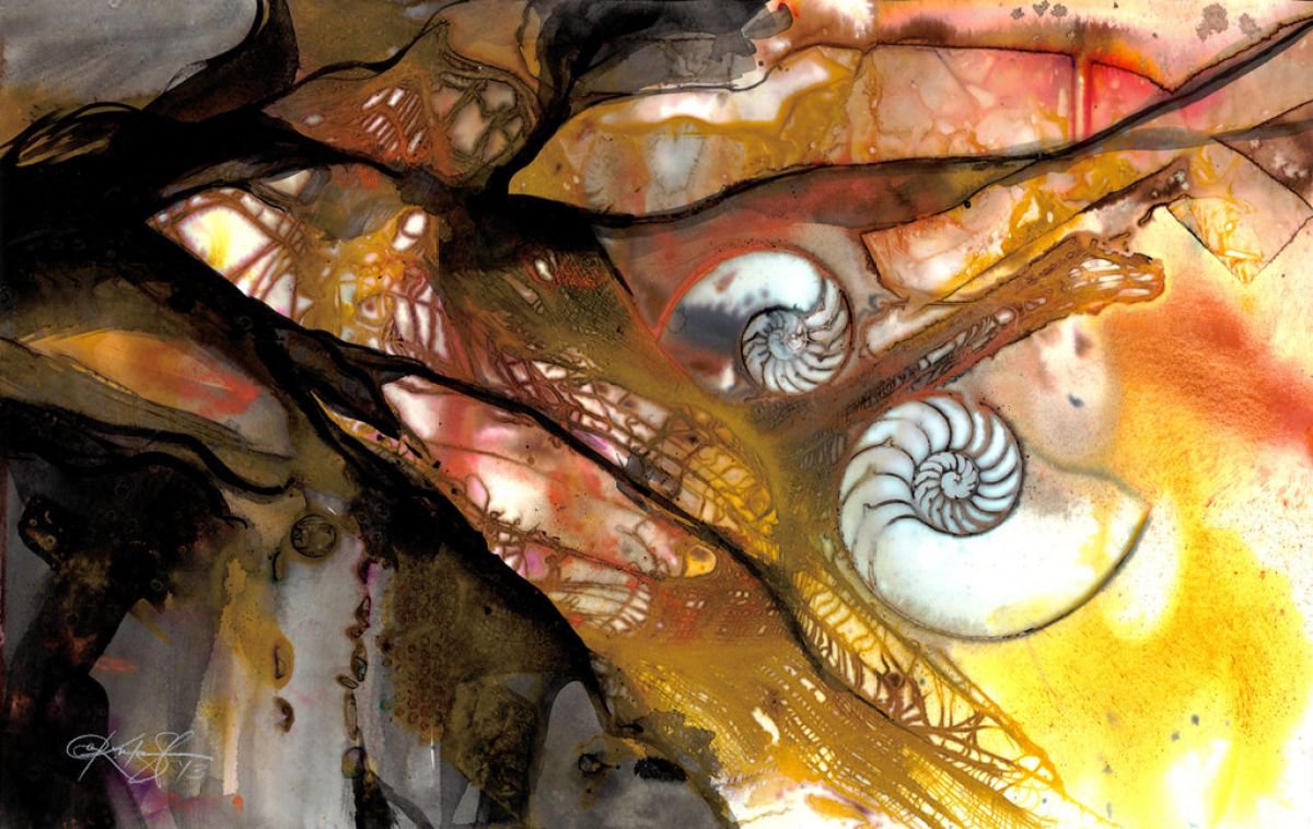 Sea Bliss No 16 - Nautilus Shell painting by Kathy Morton Stanion by Kathy Morton Stanion