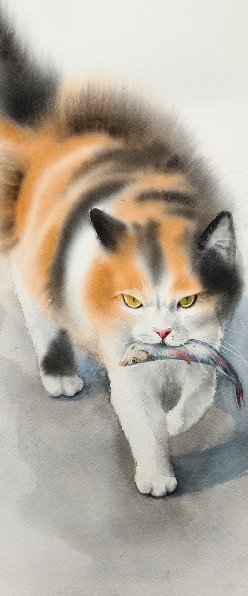 Mine. I Caught It by Olga Beliaeva Watercolour