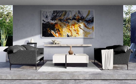 Granite Sienna 190cm x 100cm Sienna Black Textured Abstract Art