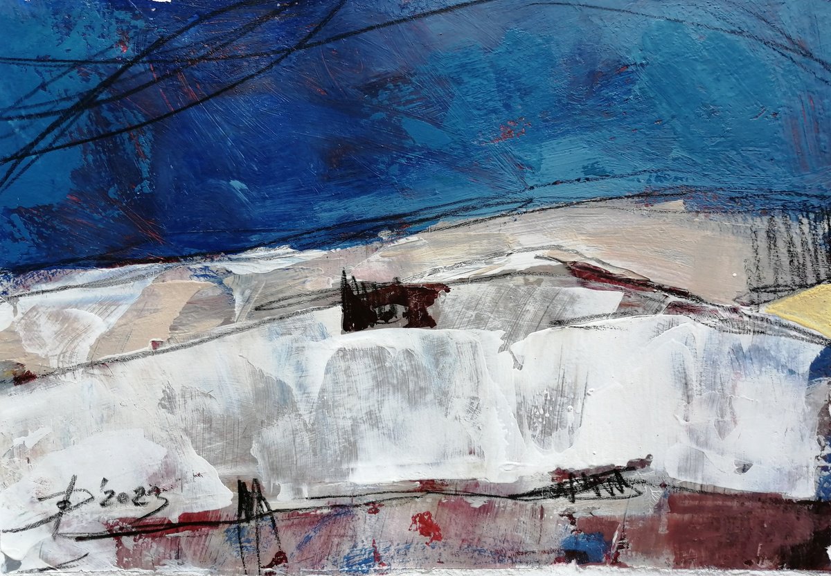 Mini abstract landscape winter wonderland by Olga David