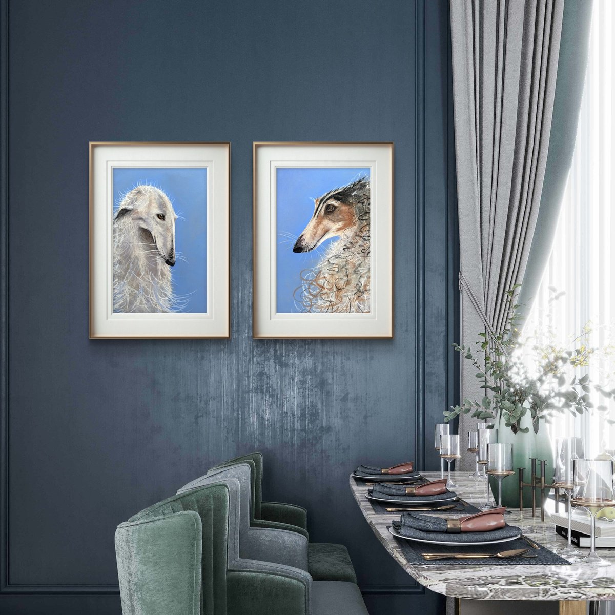 Impressionistic Pastel Drawing , Dog Portraits Soft Pastel By Yuliia Sharapova, 35 X 24, Artwork For Sale On Artfinder