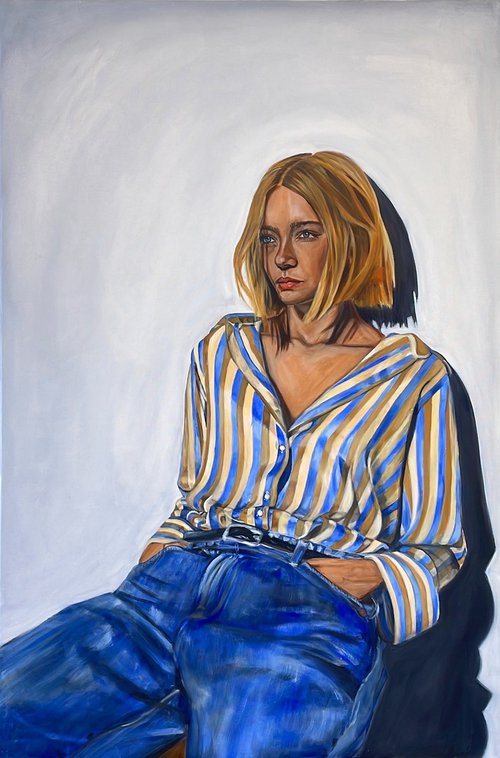 Pause: A Girl in Jeans and a Blouse by Elisabeth Bukenberger
