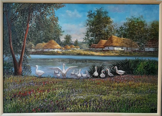 Landscape with geese
