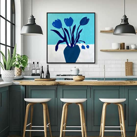 Minimalist Blue Tulips