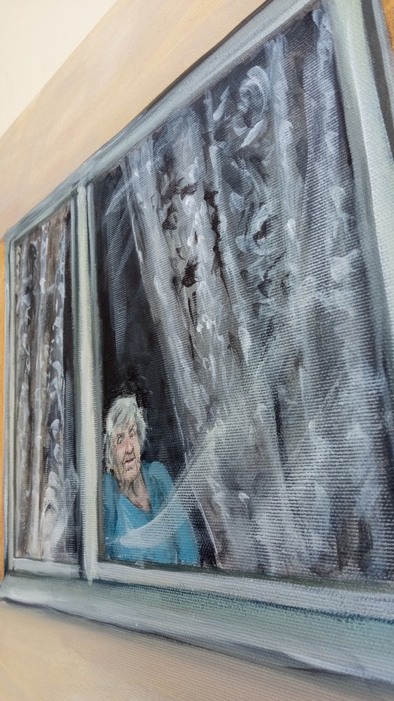"Grandma home alone" from the quarantine series entitled "Loneliness in the City"