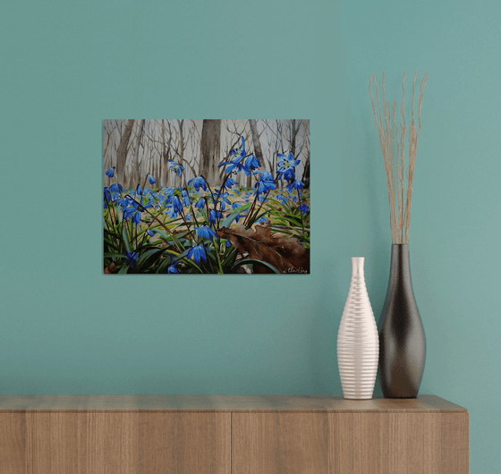 Spring painting Blue flowers