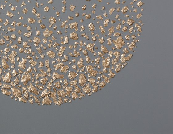 "Meteorites" Black gold space textured art