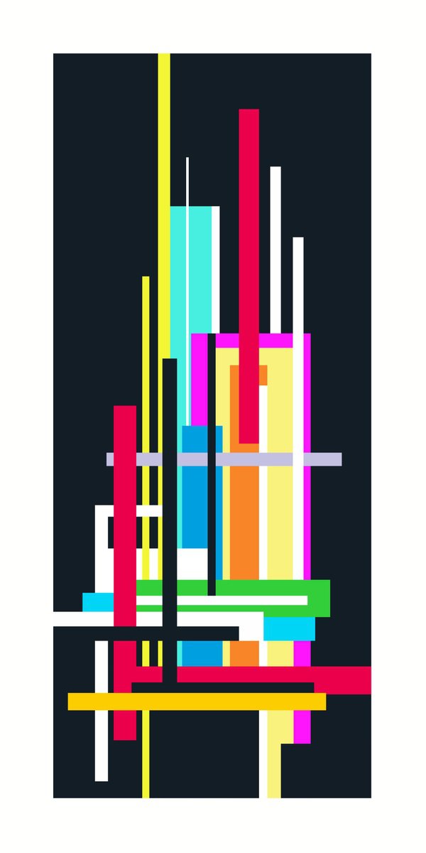 Abstract Giclee Print By Alessandro Butera, 22 X 41, The City Of Colors, Original Artwork