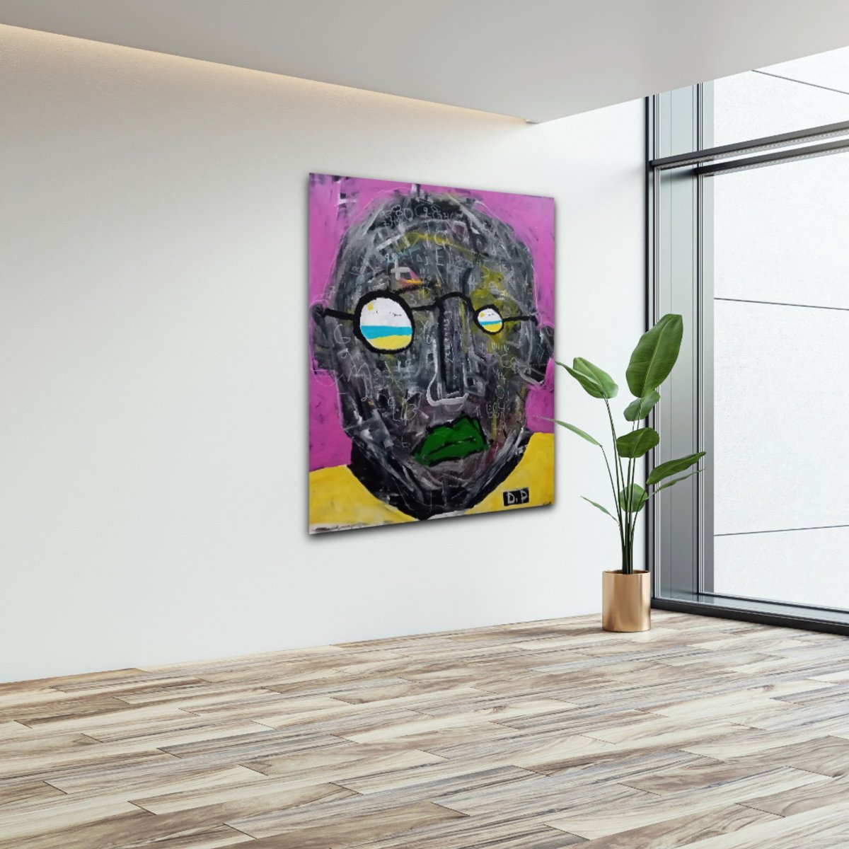 Abstract Portrait Acrylic Painting By Dimitris Pavlopoulos, 39 X 47, Summer#1, Original Artwork