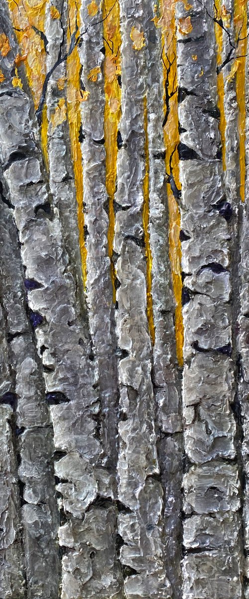 Textured  Thick Birch Trees by Lena Owens at OLena Art
