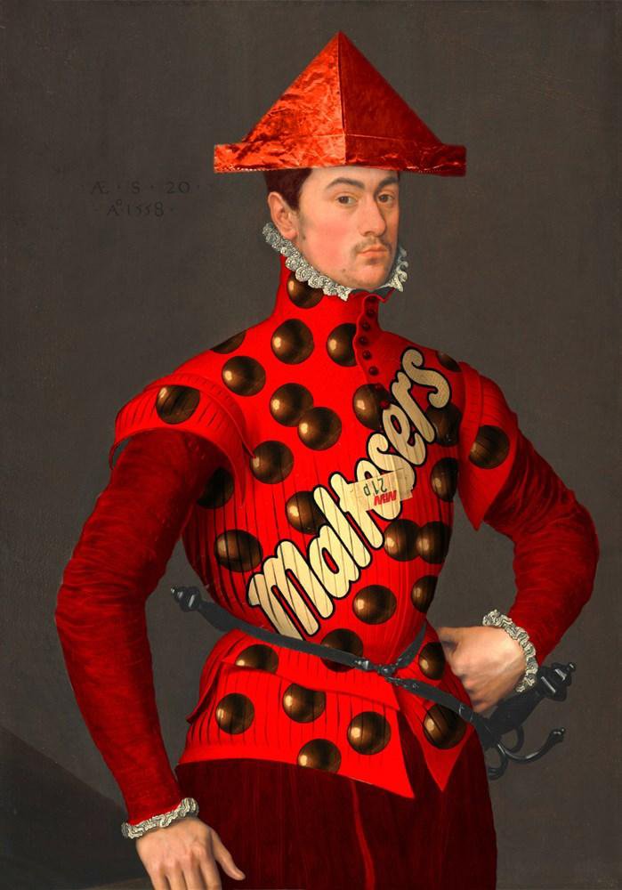 Surrealistic Portrait Giclee Print By Little Fish Design, 17 X 24", Maltesers 3, Original Artwork