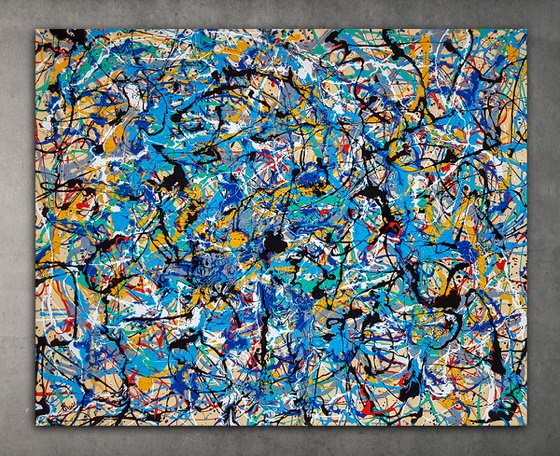 - Karbo N-8 - (W)120x(H)96 cm. Style of JACKSON POLLOCK. Abstract Expressionism Painting