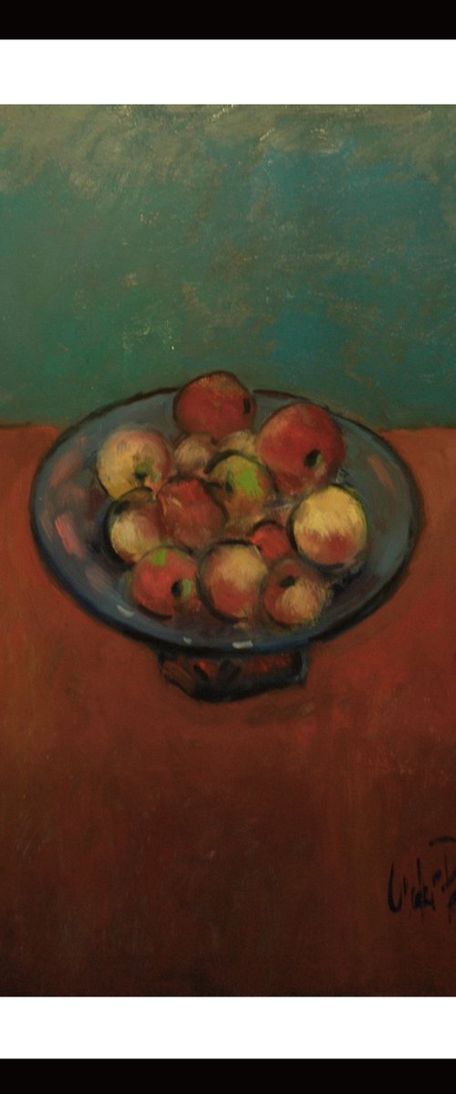 Apples on orange Cloth by Andre Pallat