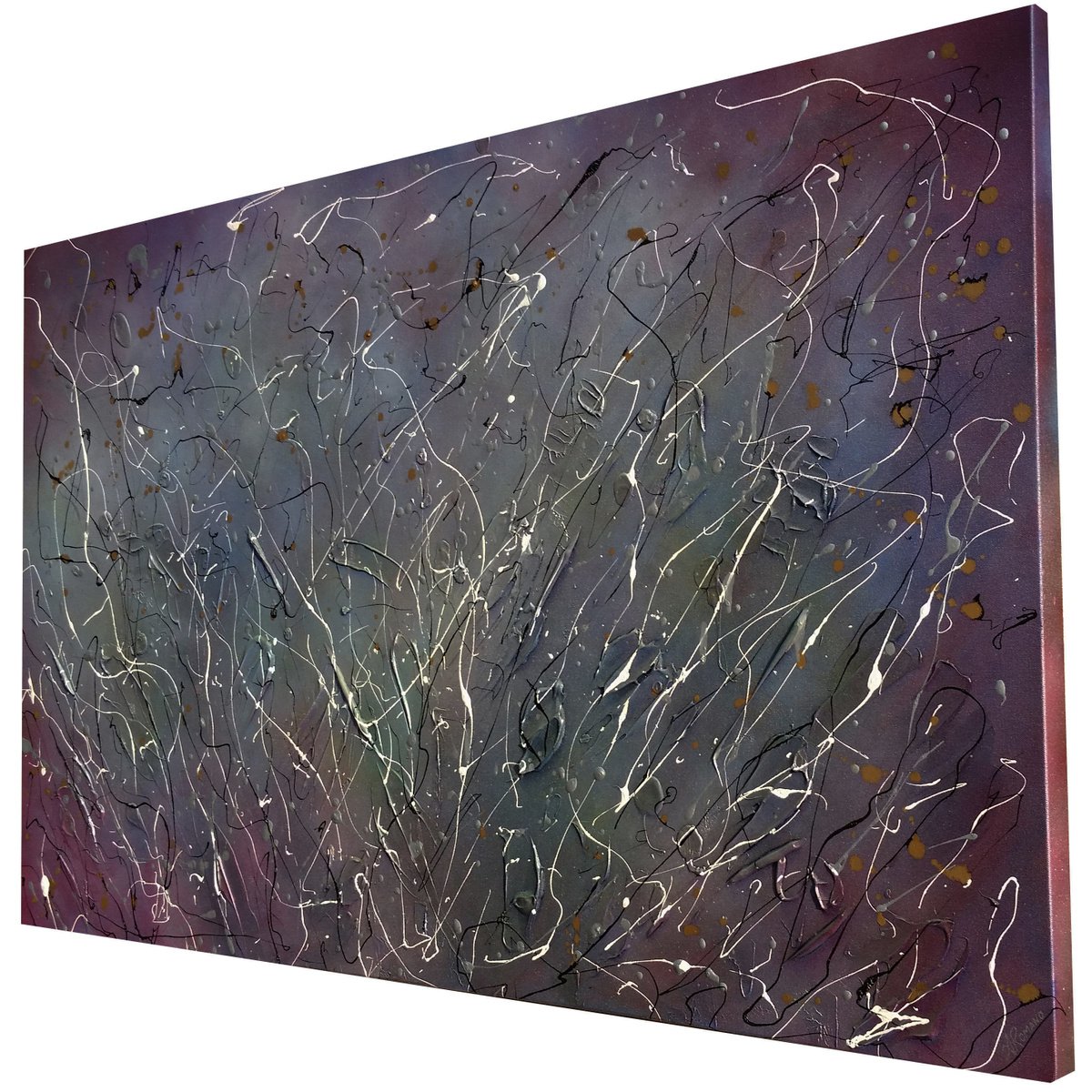 Organic Abstract Painting By Alexandra Romano, 48 X 30, Ethereal Sky, Original Artwork