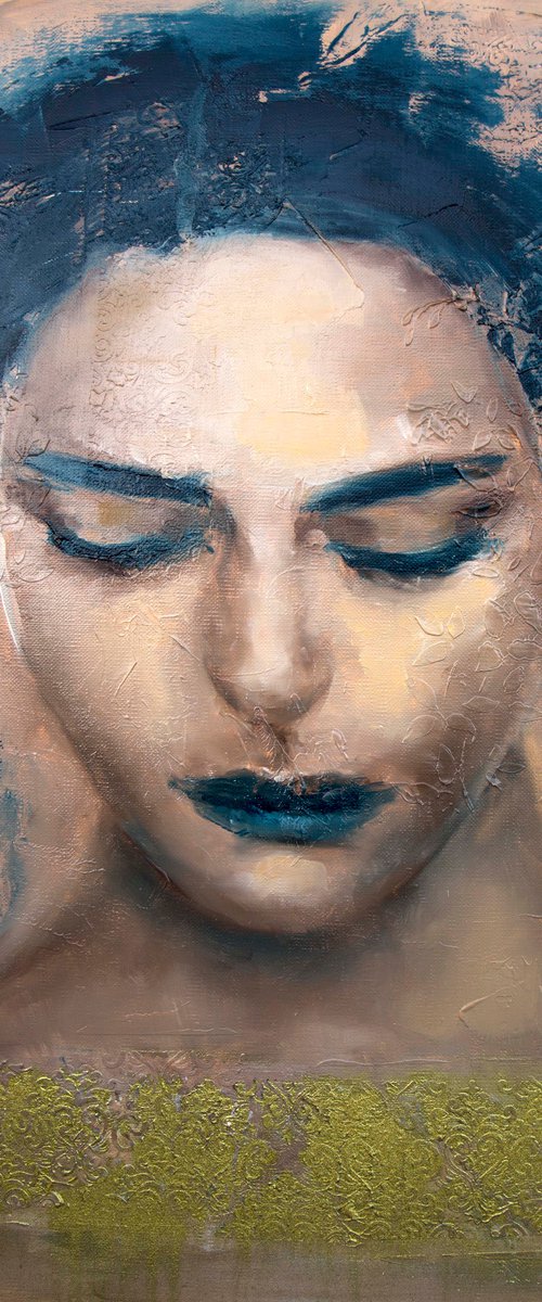 Abstract portrait of woman oil painting by Anna Lubchik