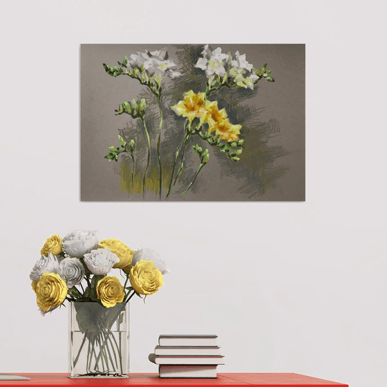 Yellow flower. One of a kind, original painting, handmade work, gift.