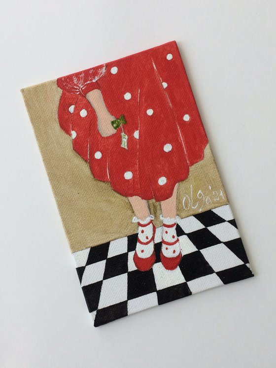 Portrait of Alice in Wonderland on a chessboard - Drink me - Gift idea