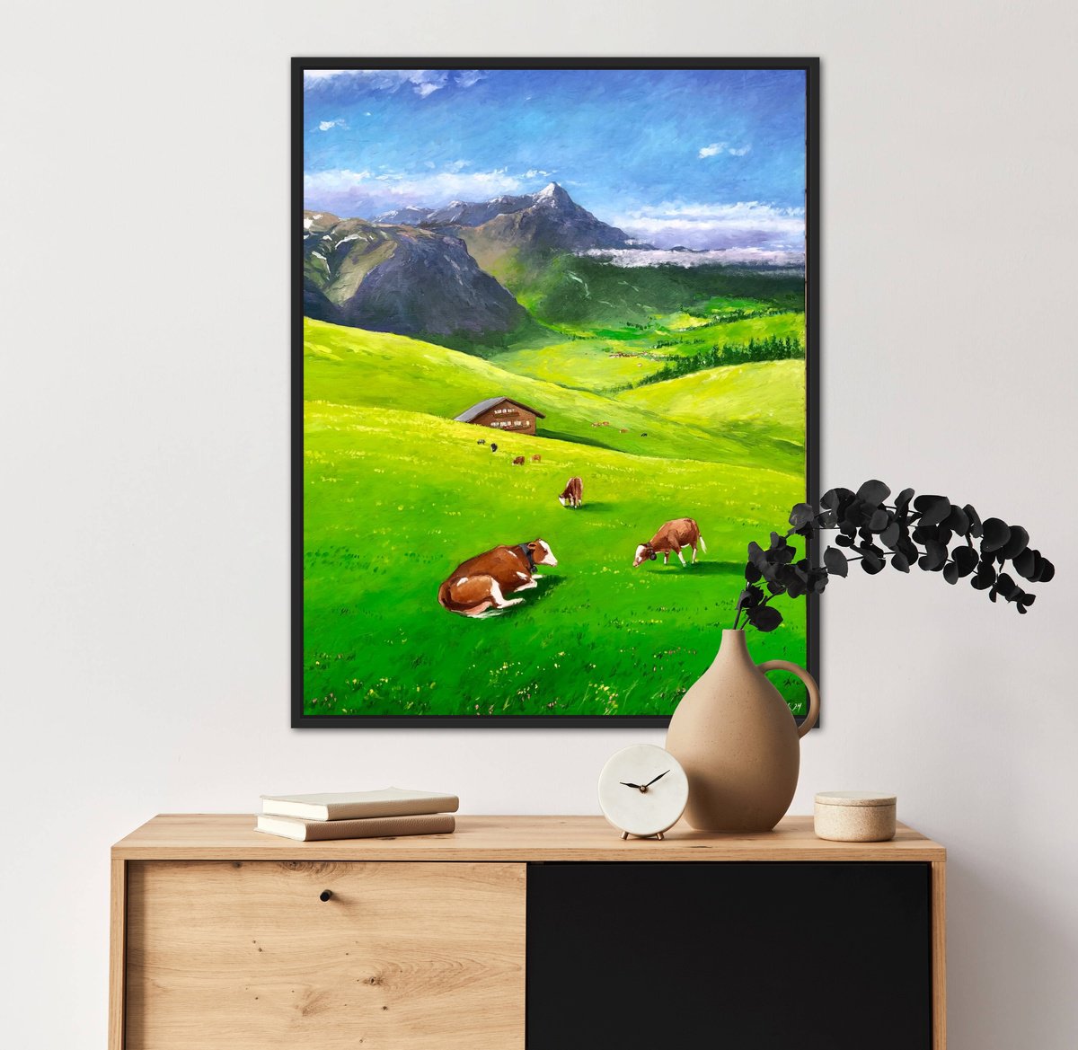 Cows In Switzerland By Volodymyr Smoliak, 28 X 35, Artwork For Sale On Artfinder