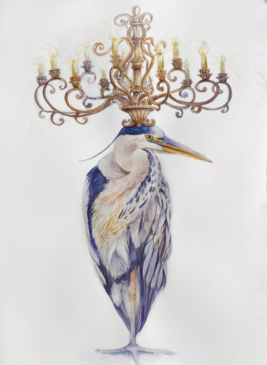 Heron & Golden Chandelier 2 by Tetiana Savchenko