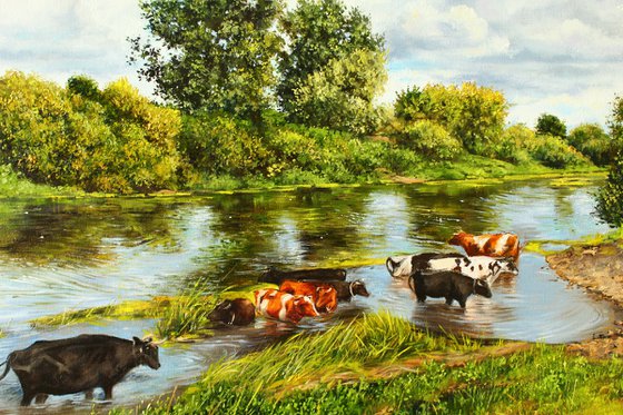 Cows at the River Watering