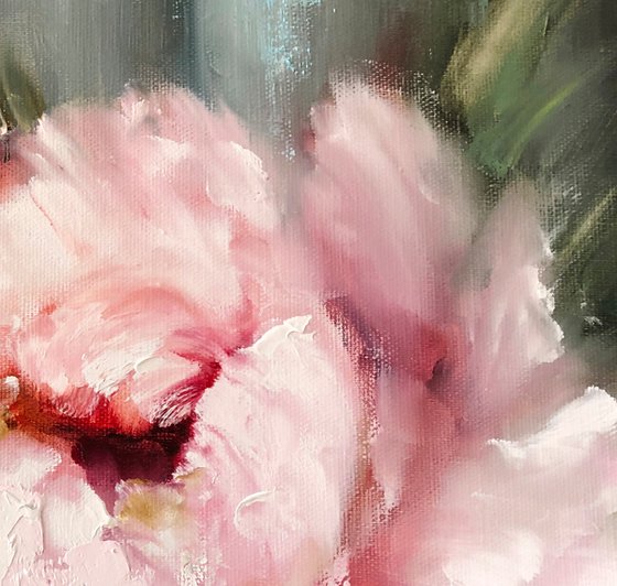 ROYAL PEONY - Large Flowers. Peony art. Peony Flowers. Bedroom. Gray wall. Blush. Abstract peony. Pink. Peony Bouquet.