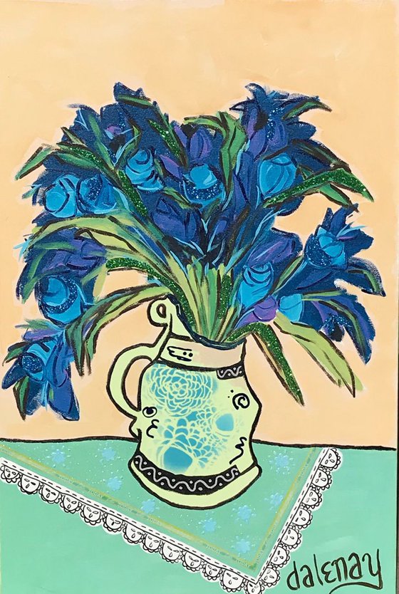 Van Gogh Vase of Blue Flowers REMIX #2
