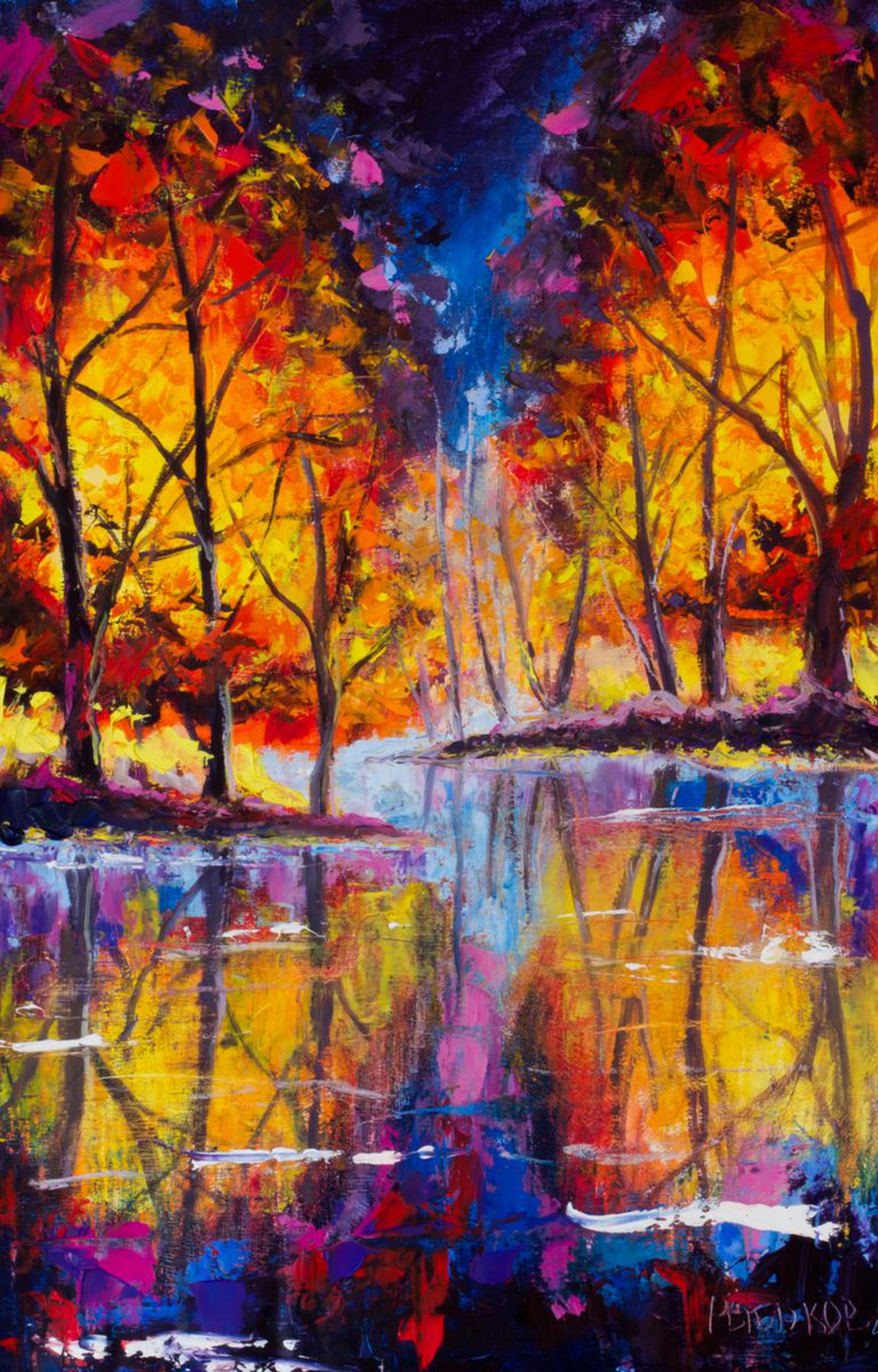 Beautiful Night On Lake Original Wall Hanging Artfinder