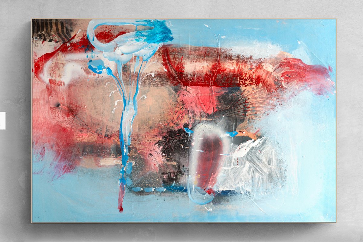 Organic Abstract Acrylic Painting By Adriano Ribeiro, 47 X 31, Grow High, Original Artwork