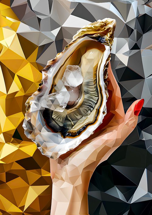 CRYSTAL OYSTER ON GOLD by Maria Tuzhilkina
