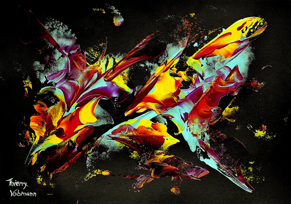Abstract Acrylic Painting By Thierry Vobmann. Abstract ., 17 X 12", Ideal Gift 114, Original Artwork
