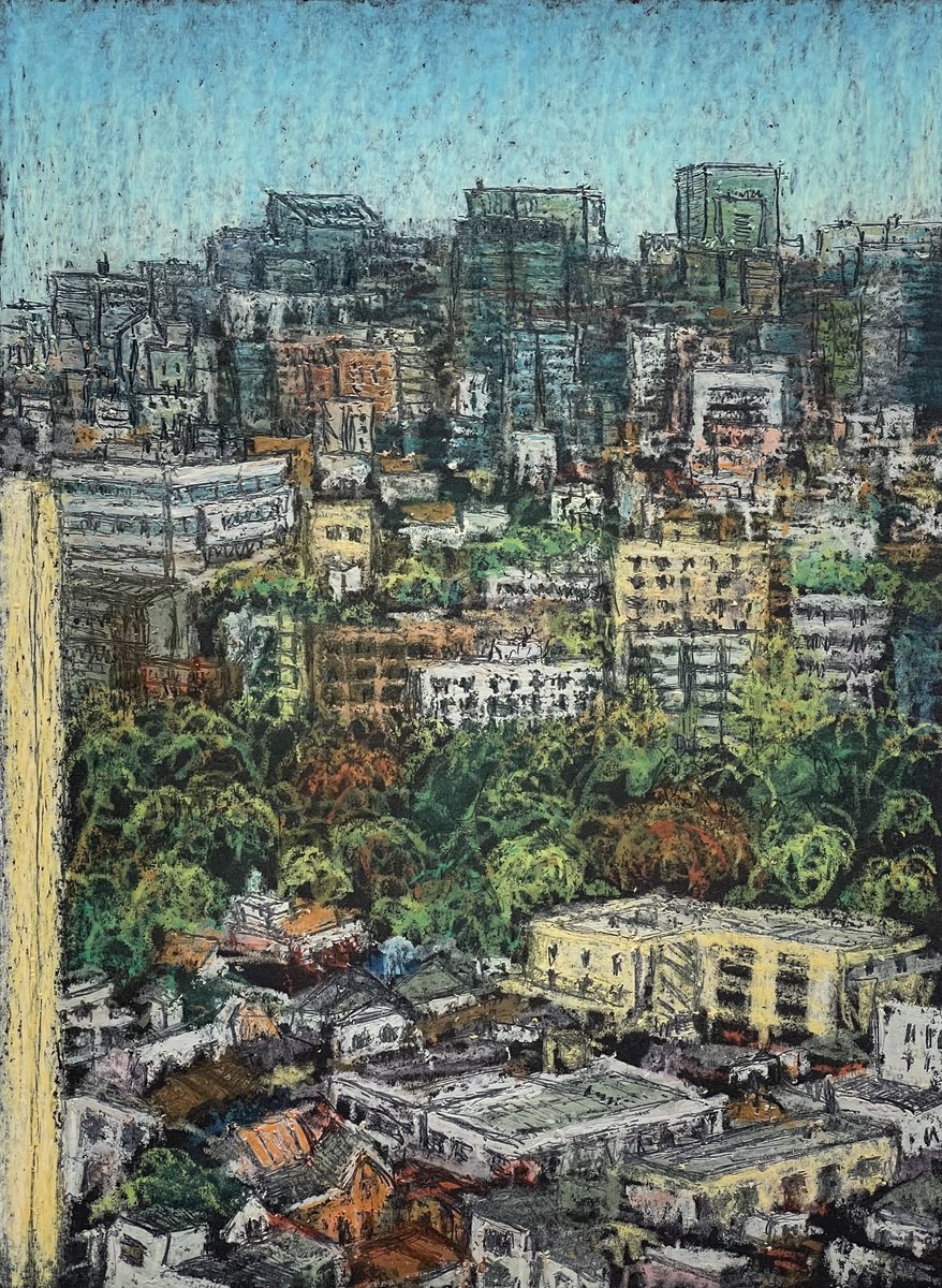 Impressionistic Cityscapes Pastel Drawing By David Lloyd, 6 X 8, A Sunny Day In Tokyo, Original Artwork