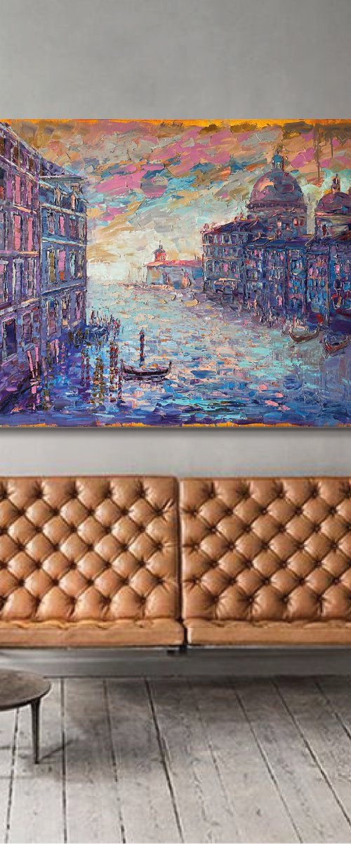 "Colors of Venice". Original oil painting abstract. XXL by Mary Voloshyna