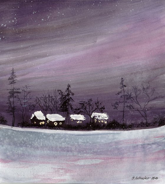 Winter. Watercolour sketch.