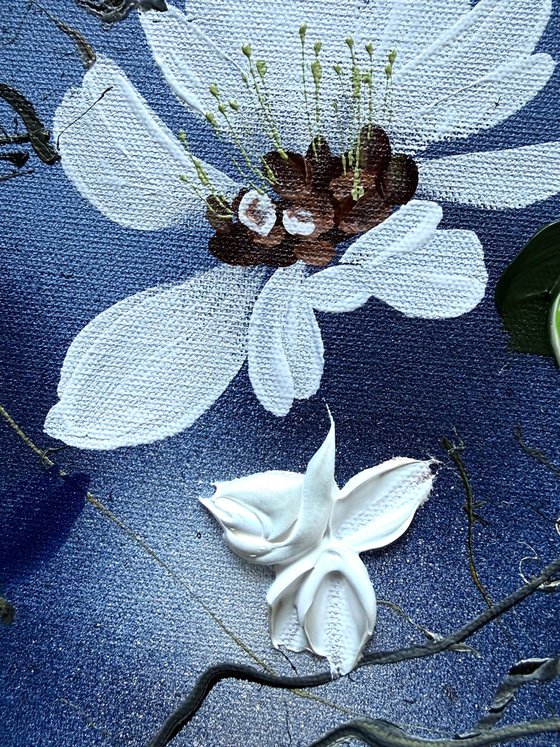 Pearl Roses in Blue Silence