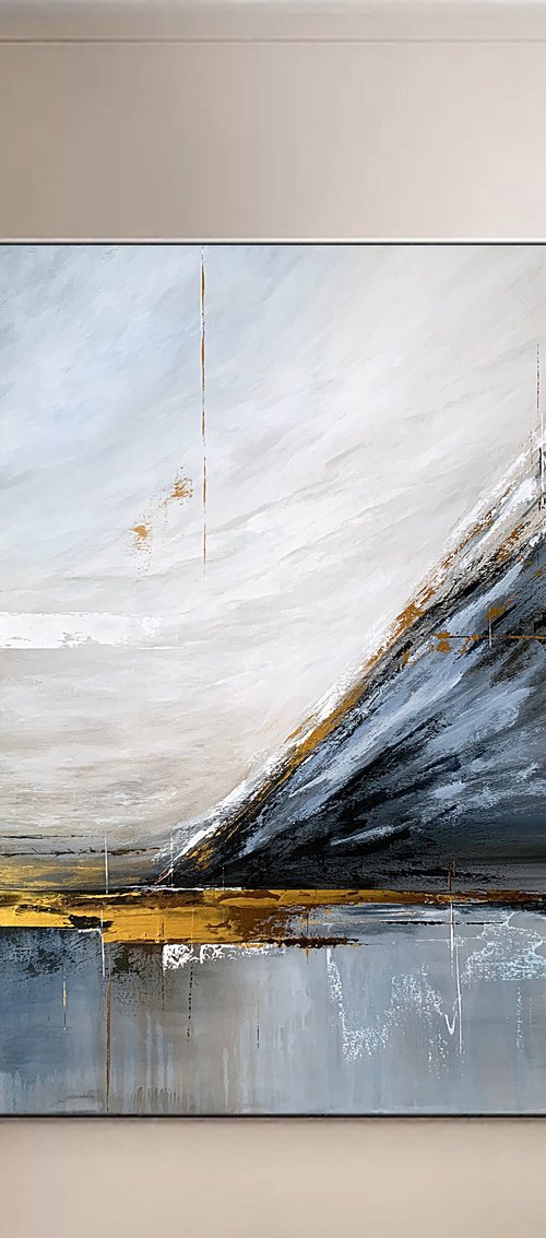 Ascent love. grey navi gold landscape by Tatiana Malinovscaia