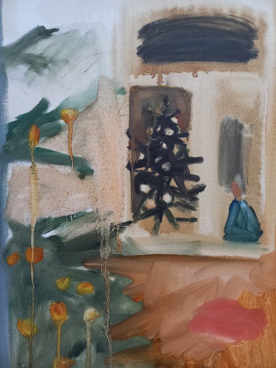 Christmas tree and window