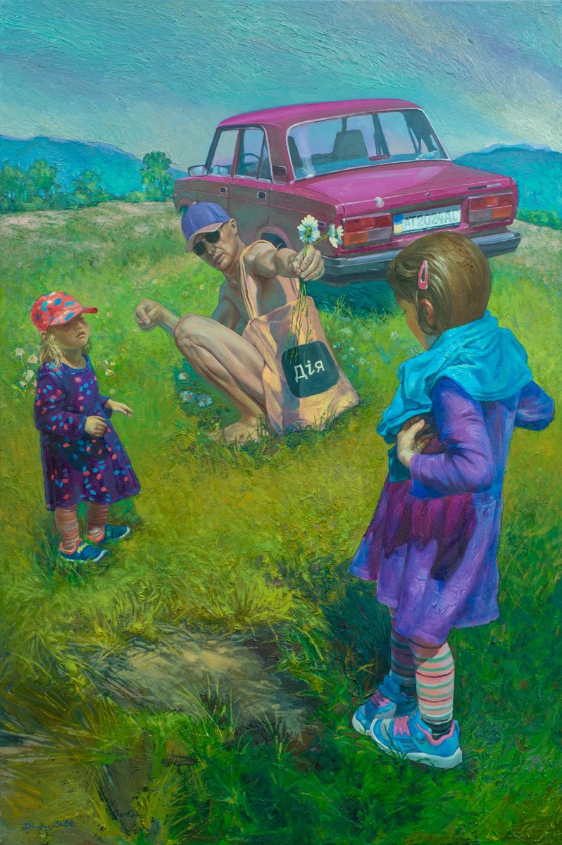 Portrait Oil Painting By Mykola Dzhychka, 39 X 59", Equations With Two Unknowns, Original Artwork