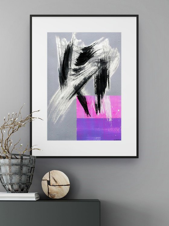 Bright Purple Abstract on Gray