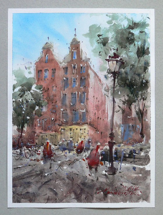 Amsterdam, urban watercolor.