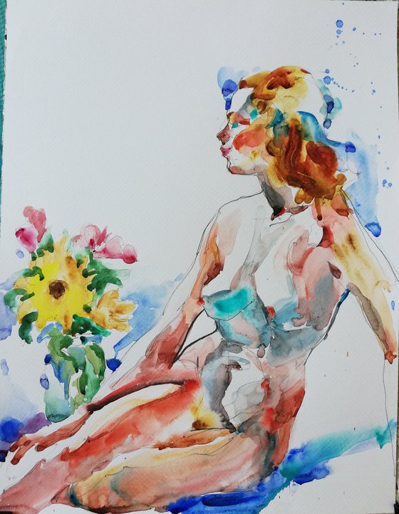 Nude with Sunflower