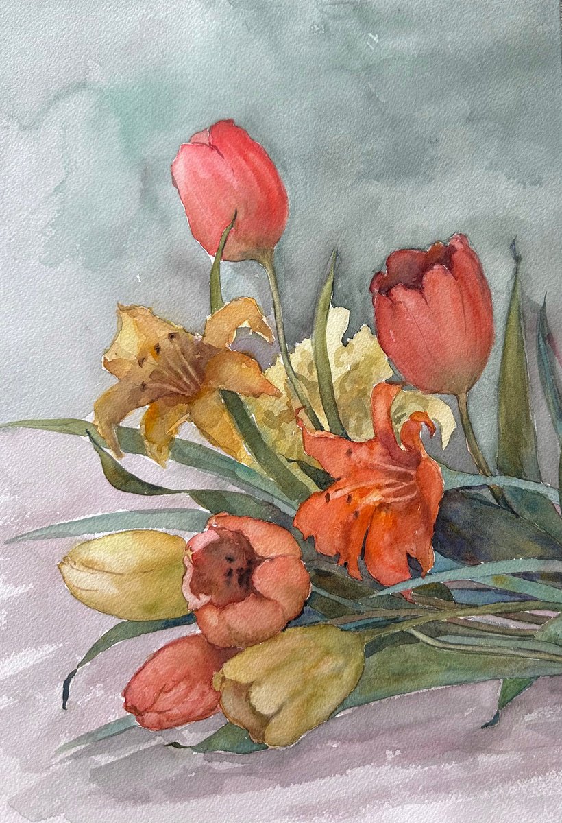 Lilies and Tulips by Anna Novick