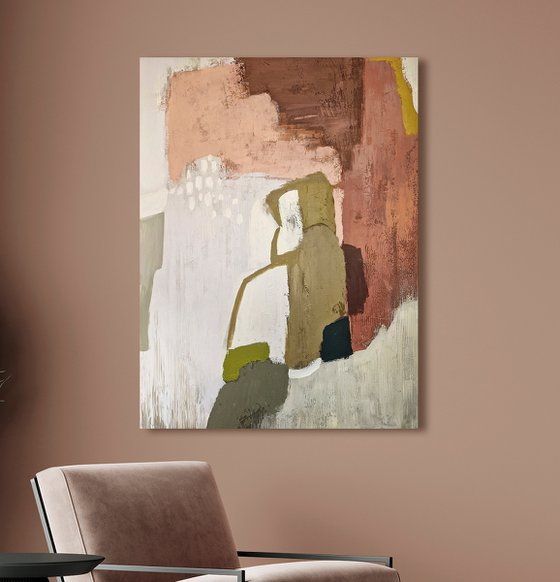 "Eclipse" Rust olive green abstract art