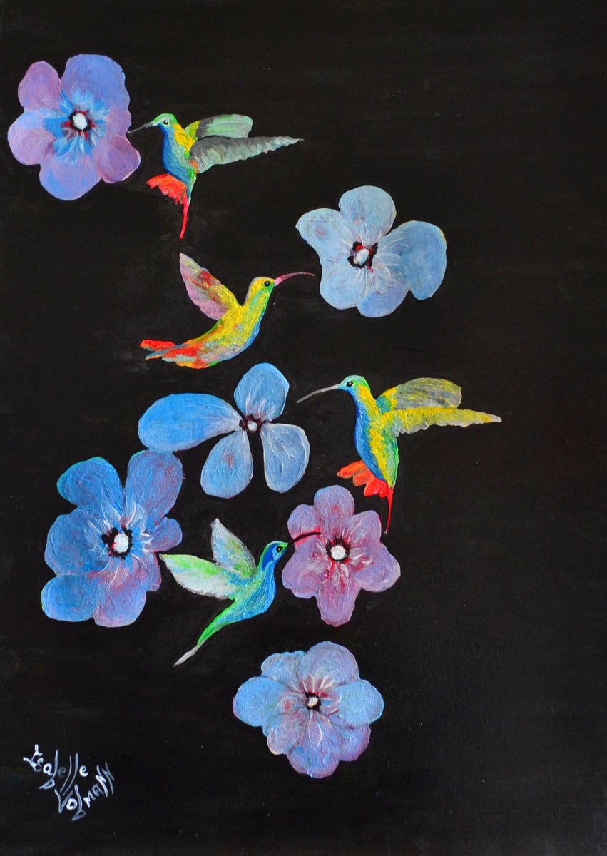 Abstract Animal Acrylic Painting By Isabelle Vobmann, 12 X 17, Paper Dream 19, Original Artwork