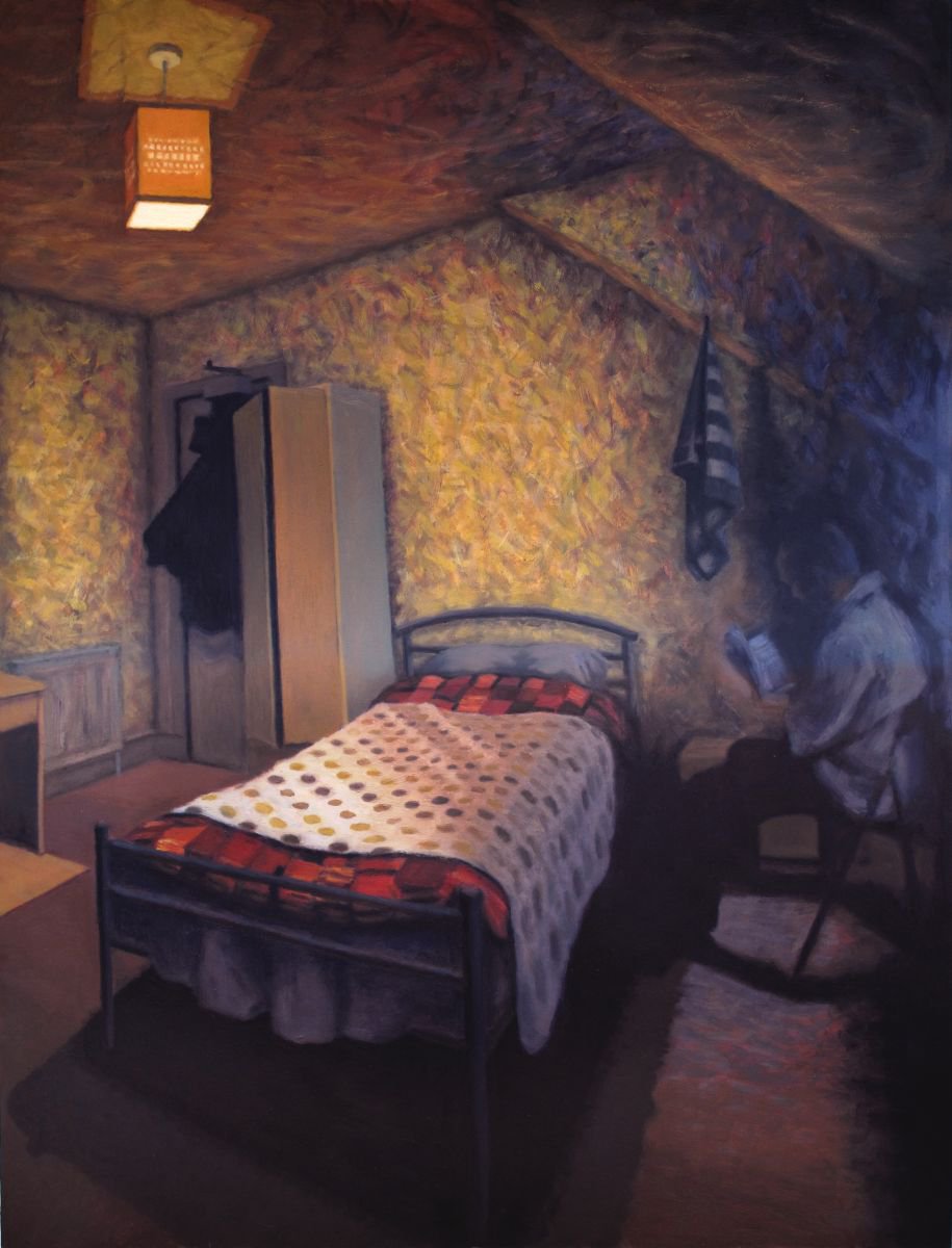 Impressionistic Portrait Oil Painting By Hugo Lines, 26 X 34, Last Of The Light - Room 6, Original Artwork