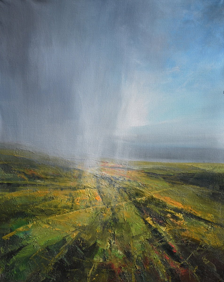 Abstract Landscape Oil Painting By Ivan Grozdanovski, 31 X 39, The Secret Of The Green Valley - 13, Original Artwork