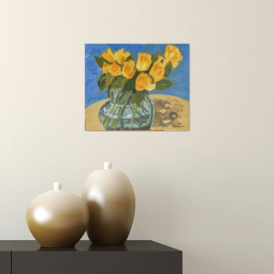 Yellow Roses an original oil painting