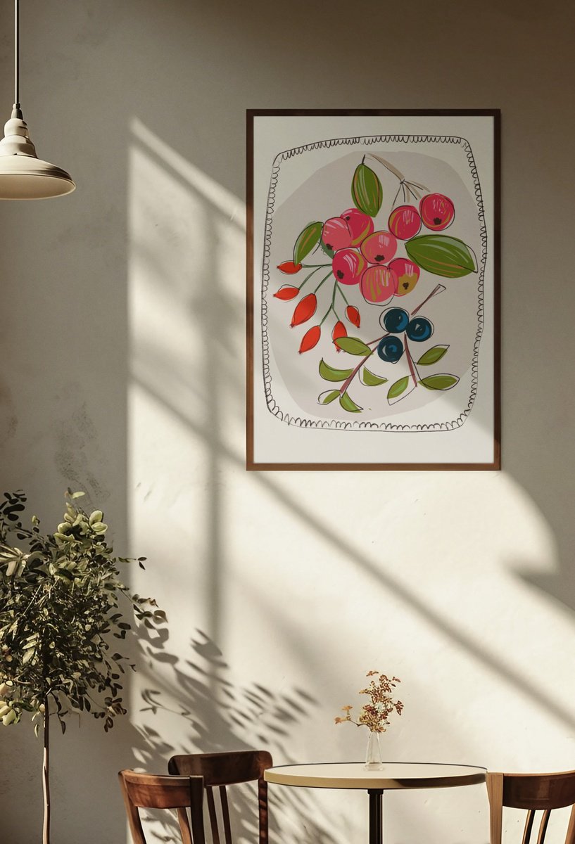 Animal Giclee Print By Emma Evans-Freke, 12 X 17, Wild Hedgerow Berries, Original Artwork