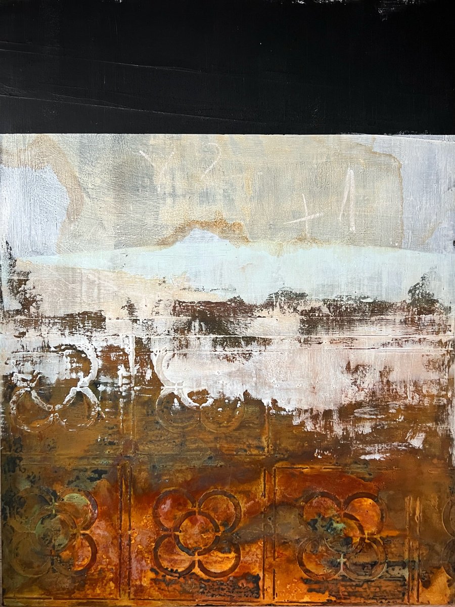 Abstract Painting By Sergio Aranda, 22 X 30", Urban Skin, Original Artwork