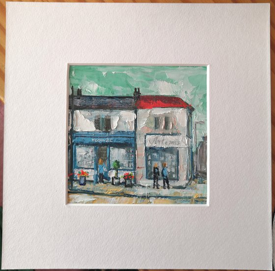 Two Art Shops on the Gloucester Road in Bristol. "Mini Bristol" series. Framed